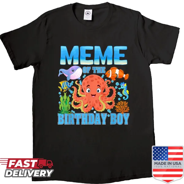 Aquarium sea animals illustration for a birthday boy matching shirt