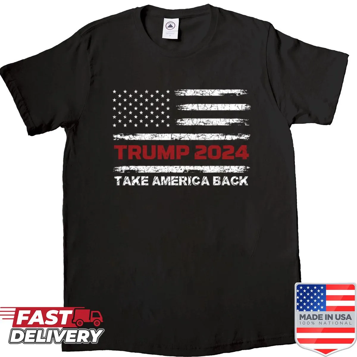 Patriotic shirt supporting Trump 2024 campaign