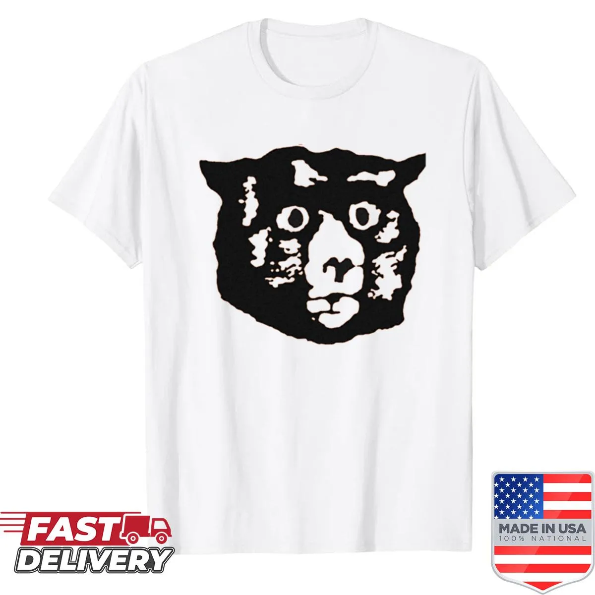 Whimsical shirt featuring a cartoon monster bear illustration