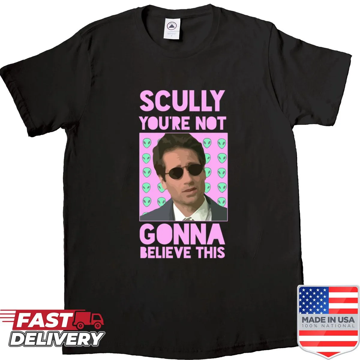 X-Files inspired T-shirt with Mulder and Scully theme