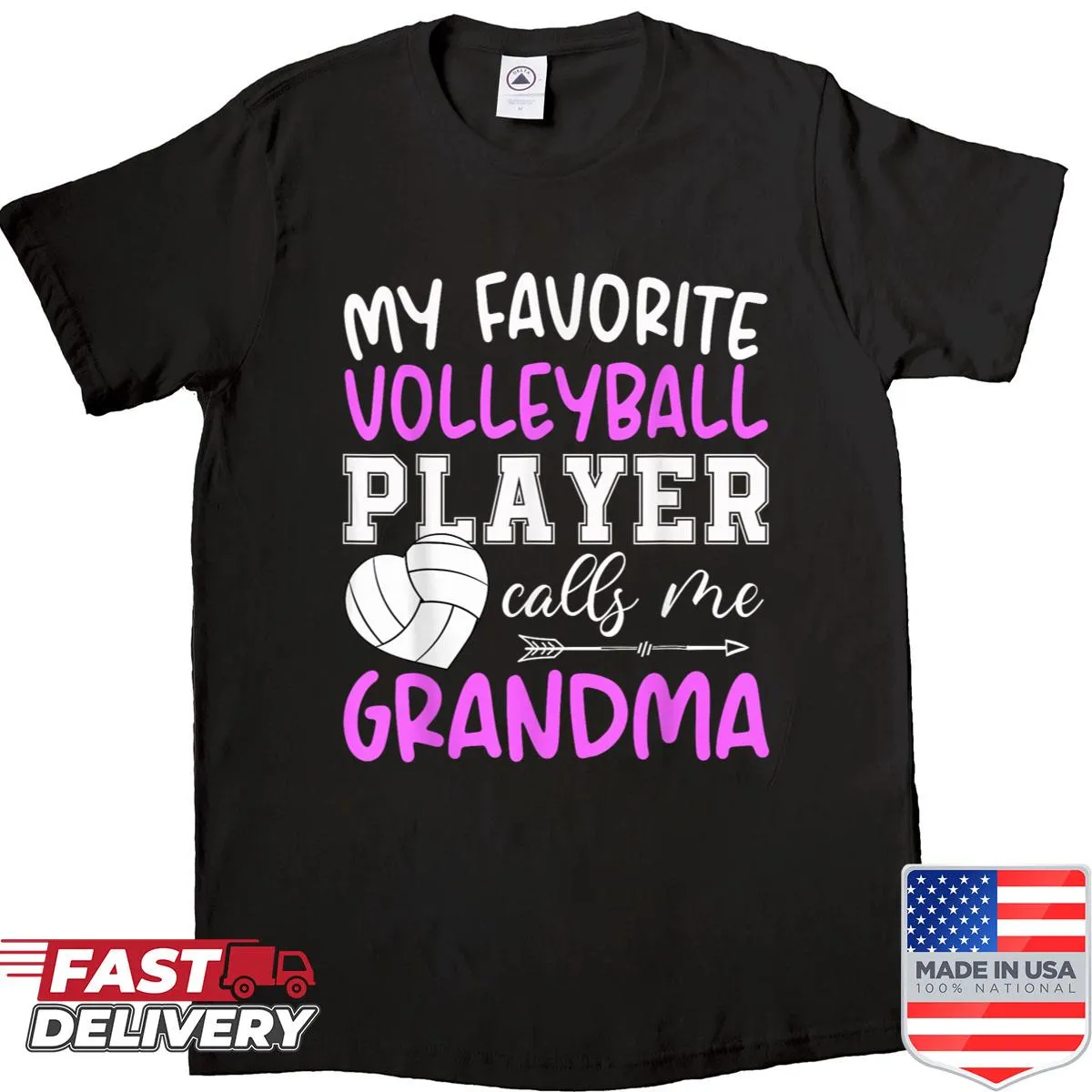 Grandma shirt with text celebrating favorite volleyball player