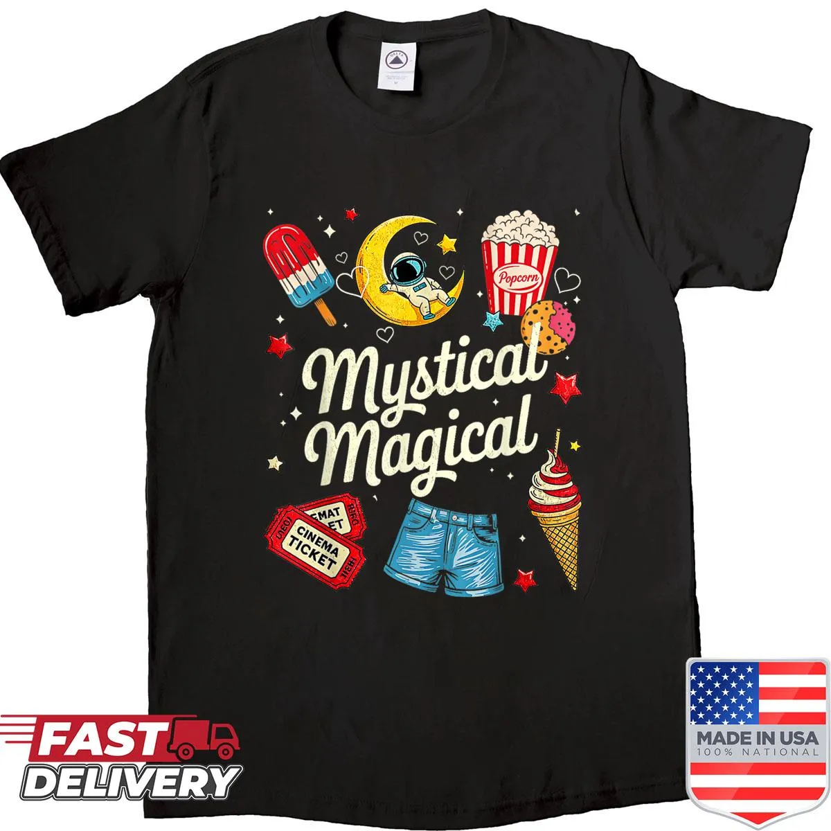 Mystical countryside design with American themes in an artistic style.