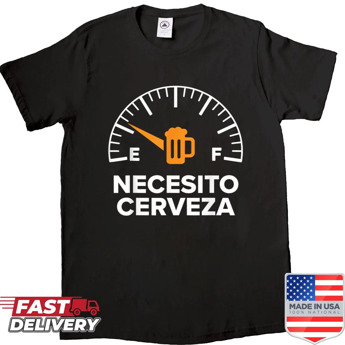Funny beer lover shirt with the phrase 'Necesito Cerveza' in a playful font