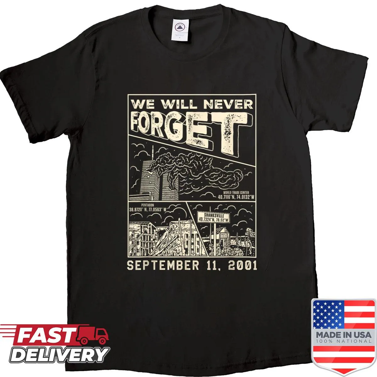 Vintage memorial shirt honoring September 11, 2001