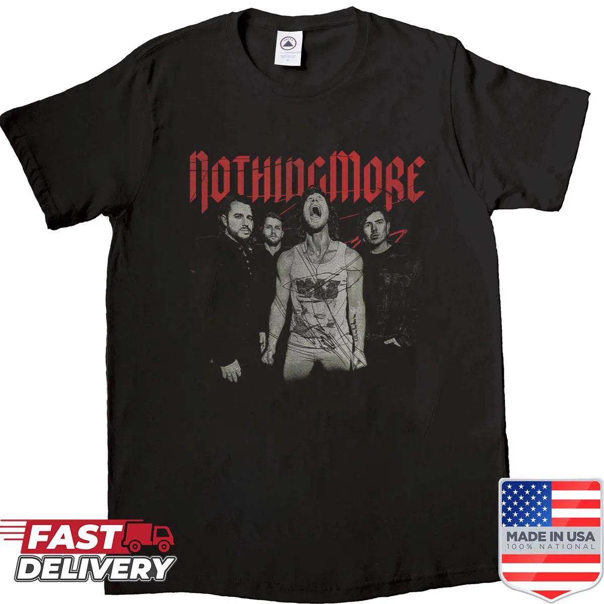 Artistic band portrait of Nothing More on T-shirt