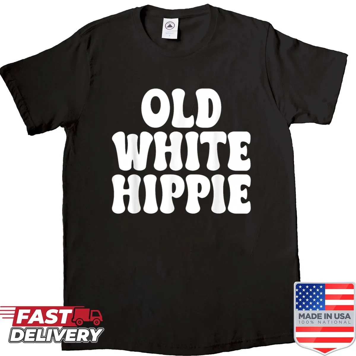 Hippie-themed shirt design with peace and love motifs.