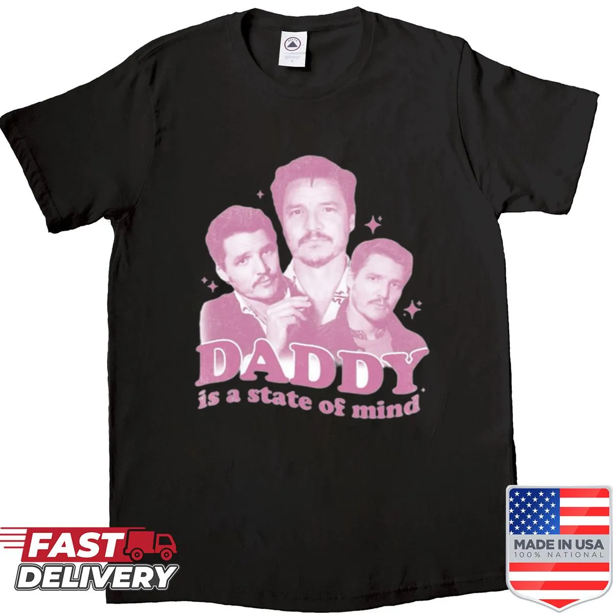 Playful shirt with Daddy Is A State Of Mind phrase