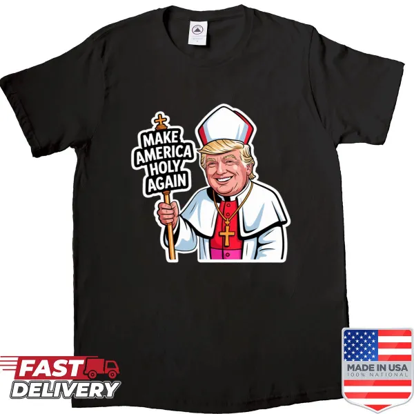 Oversized political satire t-shirt with Pope Trump theme