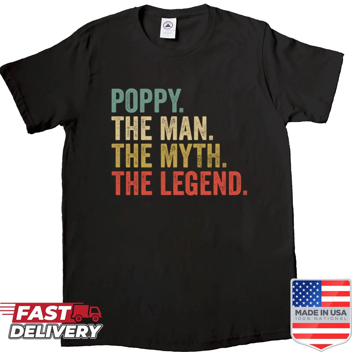 Retro shirt celebrating dad with 'The Man, The Myth, The Legend' text