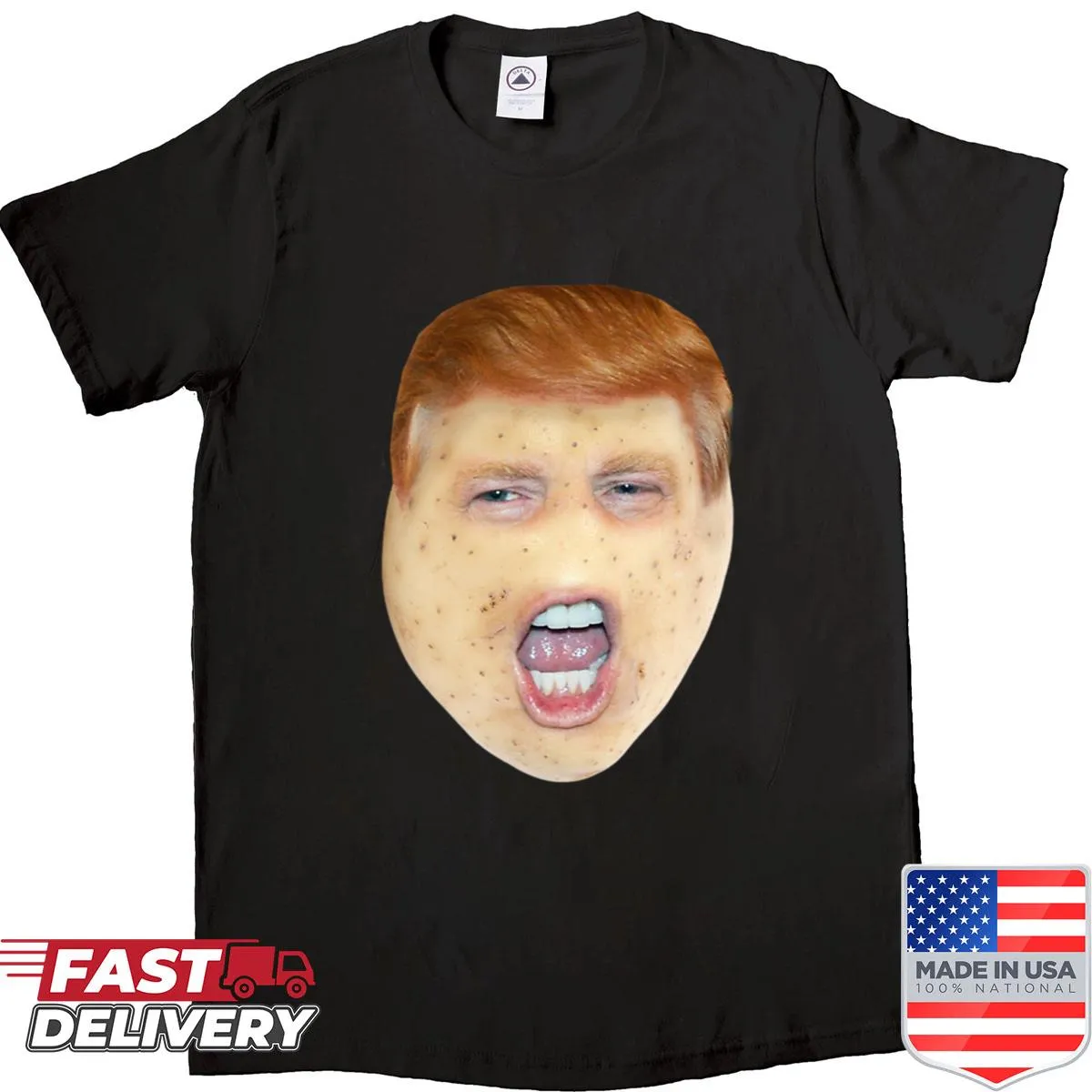 Humorous shirt featuring Donald Trump as a potato graphic