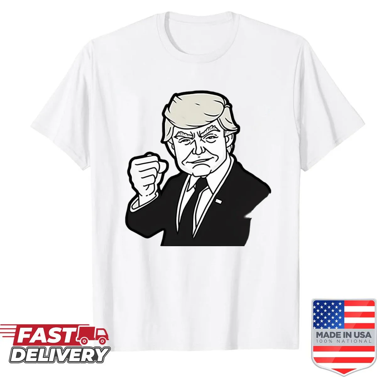 Cheerful shirt featuring a happy message about Donald Trump