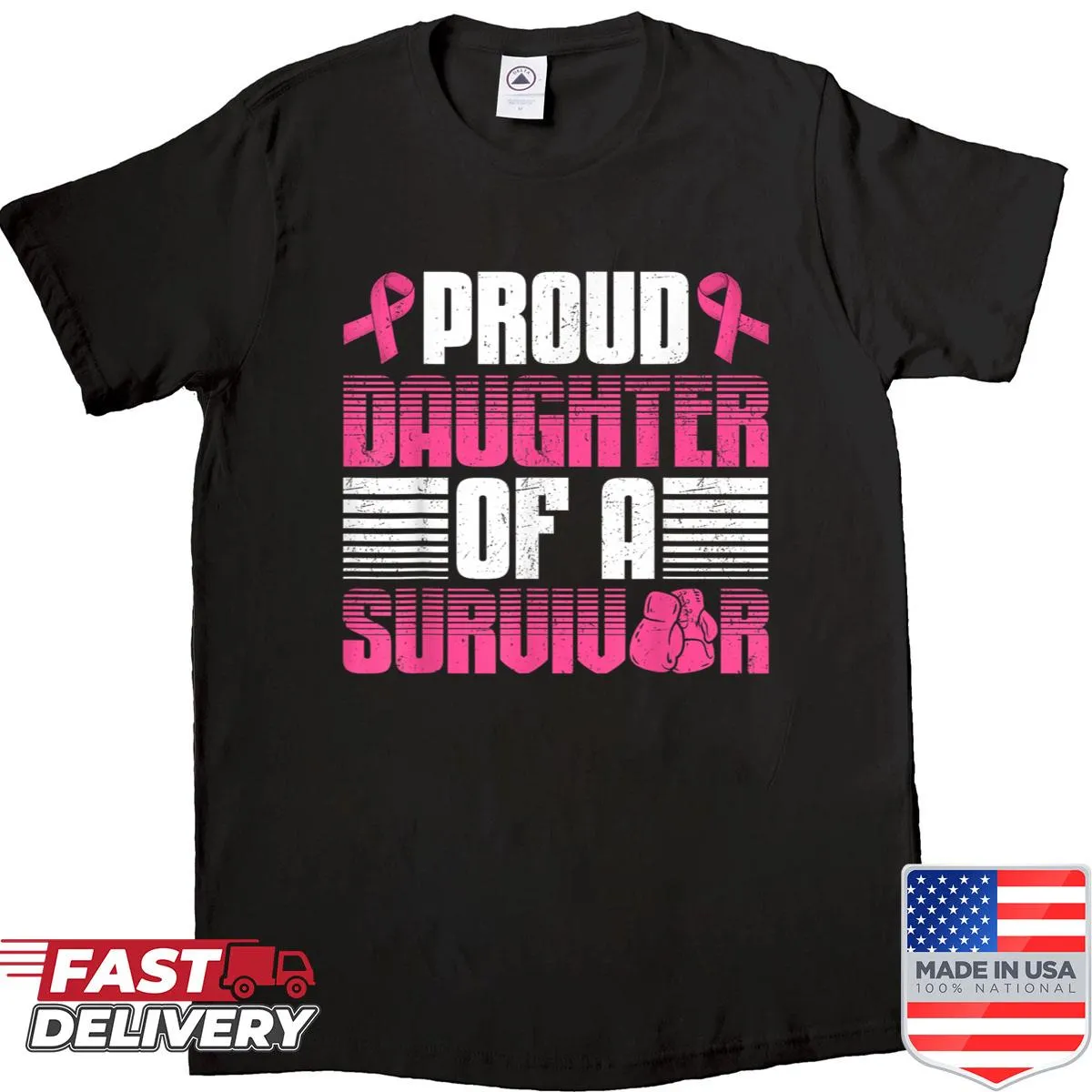 Breast cancer awareness shirt for proud daughters featuring supportive text