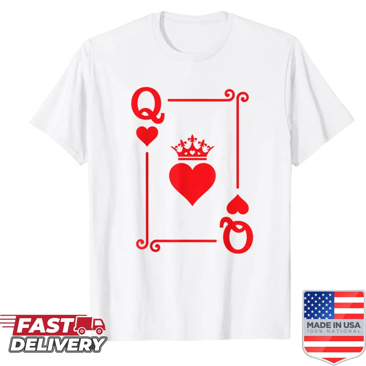 Elegant Queen Hearts shirt featuring playing card graphic