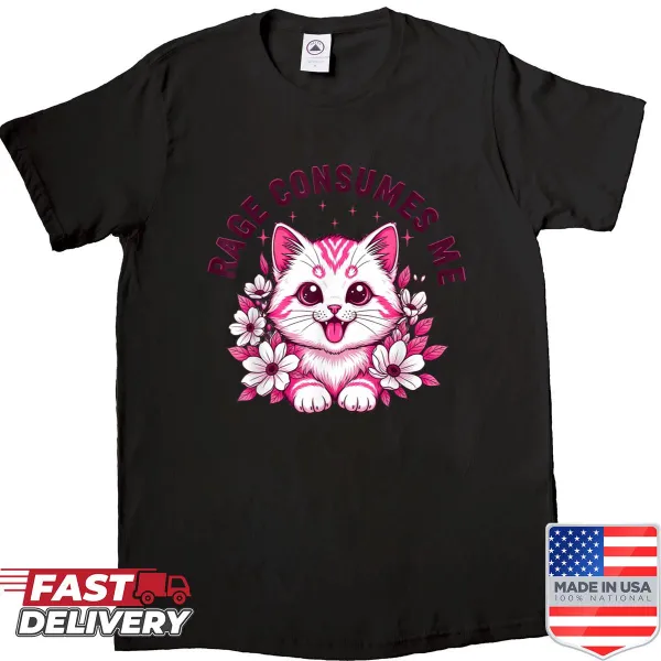 Funny women’s shirt with cute cat and flower meme