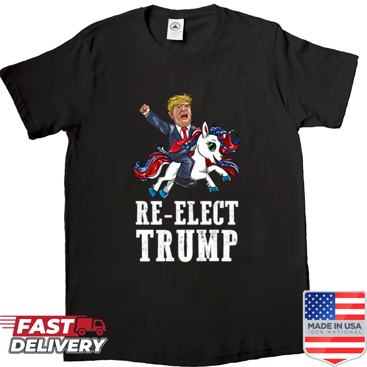 Funny unicorn illustration on a patriotic shirt