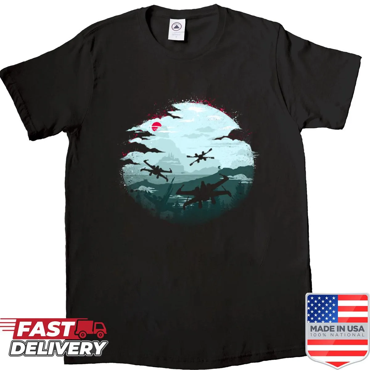 Illustration of fighters at dawn on a shirt