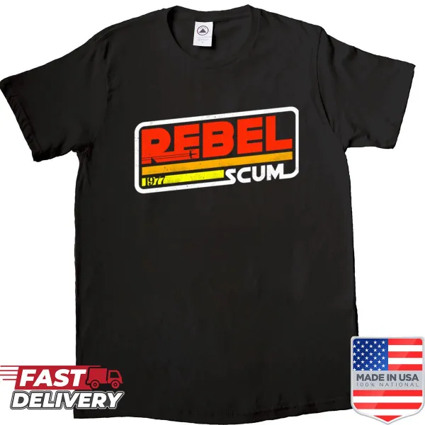 Shirt with the phrase 'Rebel Scum' in bold typography