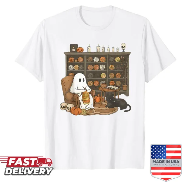 Retro ghost shirt with Boo text for Halloween