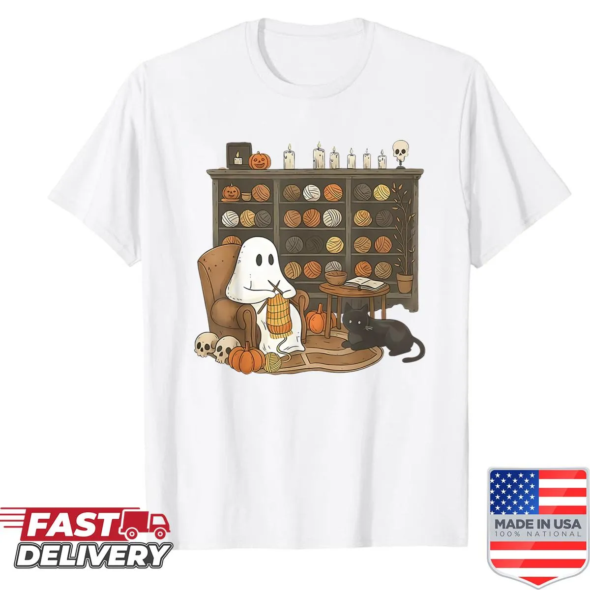Retro ghost shirt with Boo text for Halloween
