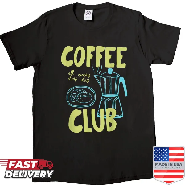 Retro graphic Coffee Club shirt for coffee lovers