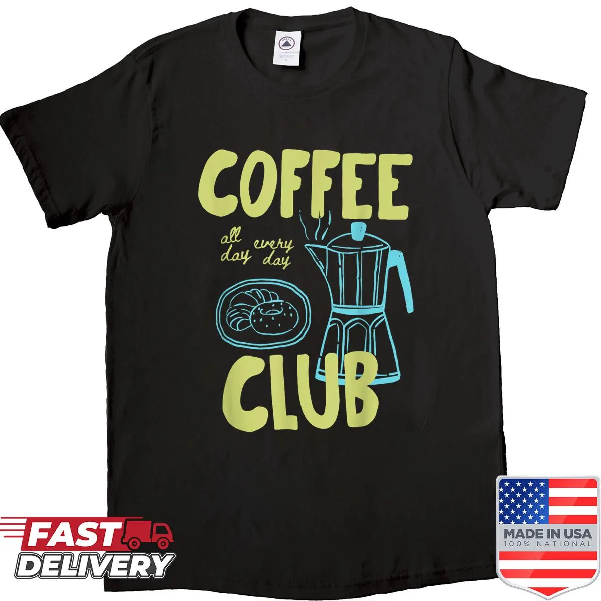 Retro graphic Coffee Club shirt for coffee lovers