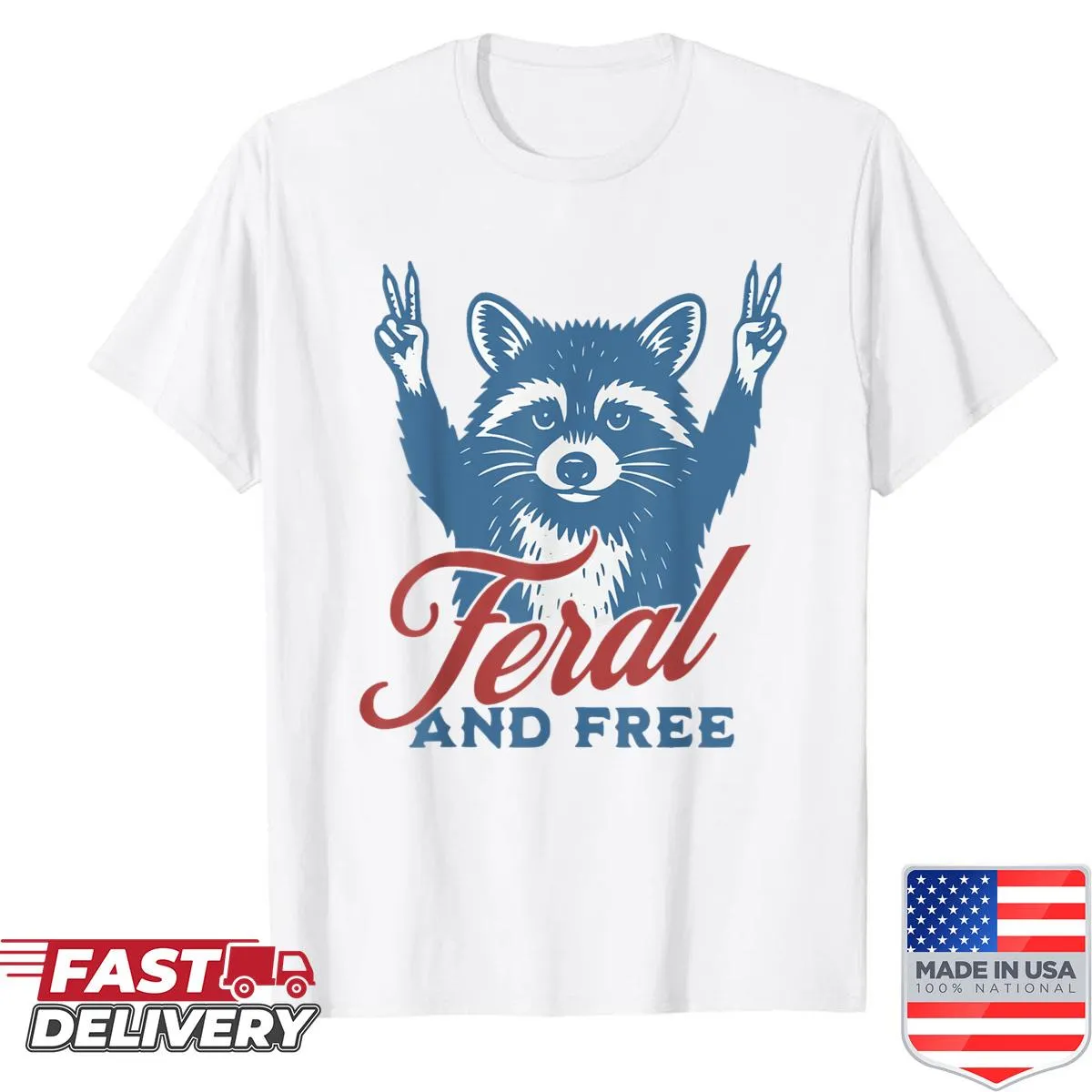 Vintage raccoon graphic against the US flag for Independence Day