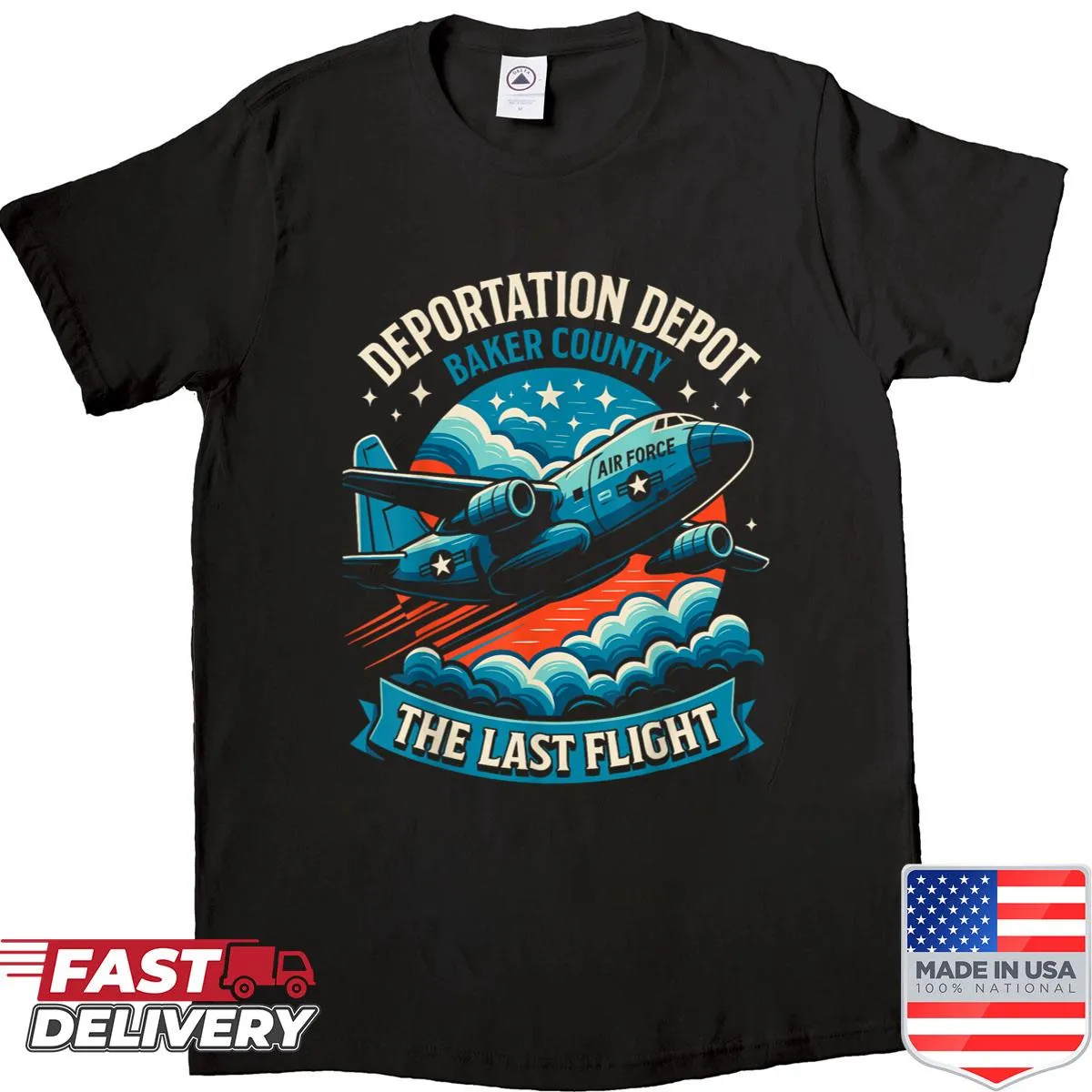 Vintage distressed shirt featuring retro patriotic design
