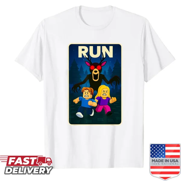 Funny shirt with a deer in a spooky forest for kids