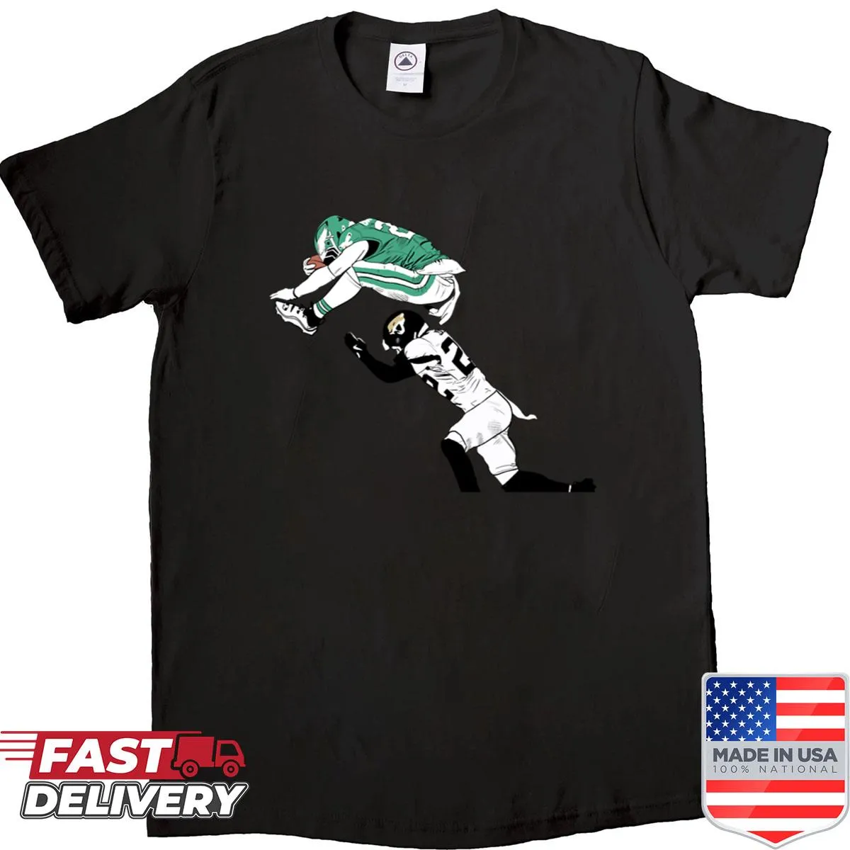 Graphic shirt honoring Saquon Barkley with stylized artwork