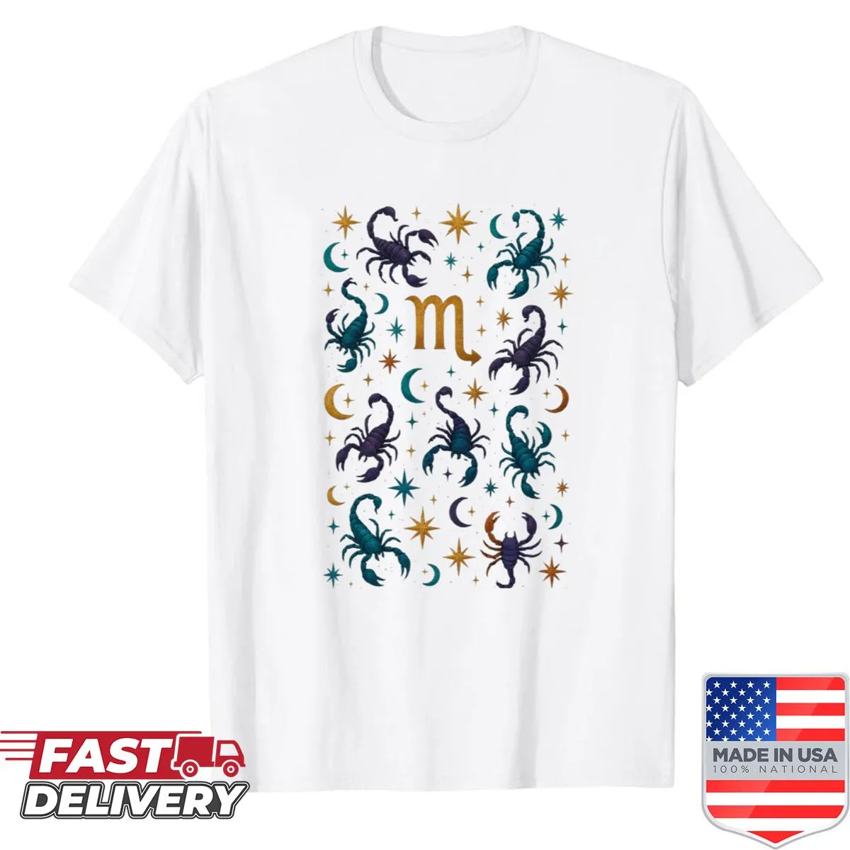 Scorpio Zodiac shirt featuring a seamless scorpion pattern