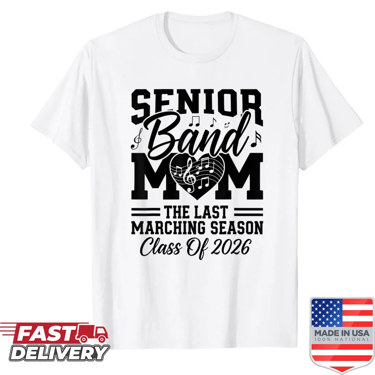 Senior Band Mom shirt celebrating the Class of 2026