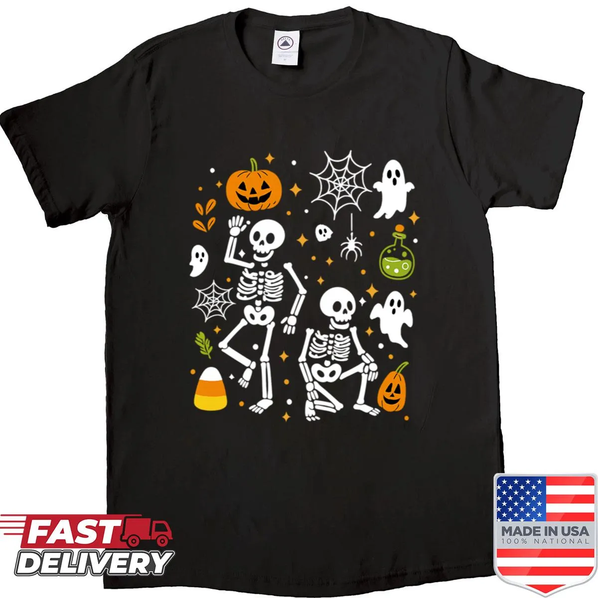 Halloween shirt with skeleton and Trump design