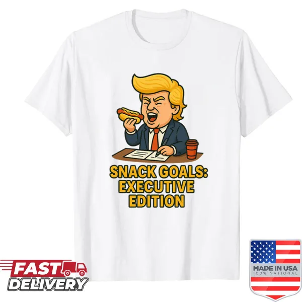 Shirt with bold typography celebrating snack goals