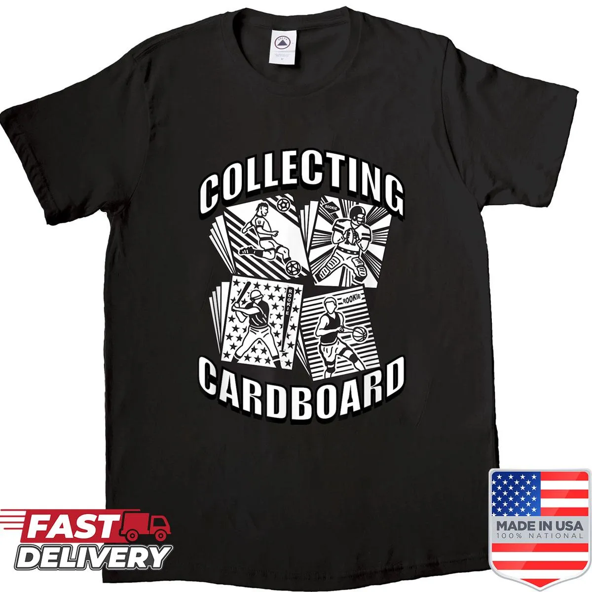 Shirt with the phrase 'Sports Cards Collecting' in bold typography