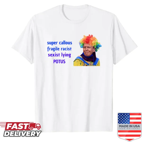Oversized shirt with a provocative political slogan