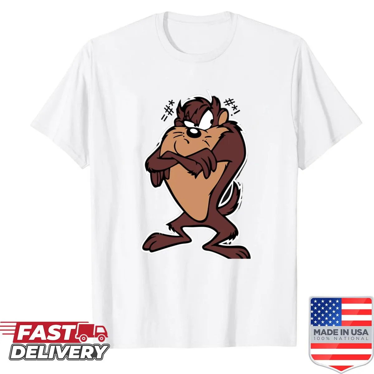 Whimsical illustration of a Tasmanian Devil on a playful T-shirt.
