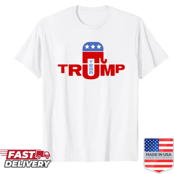 Graphic of a GOP elephant on a patriotic shirt