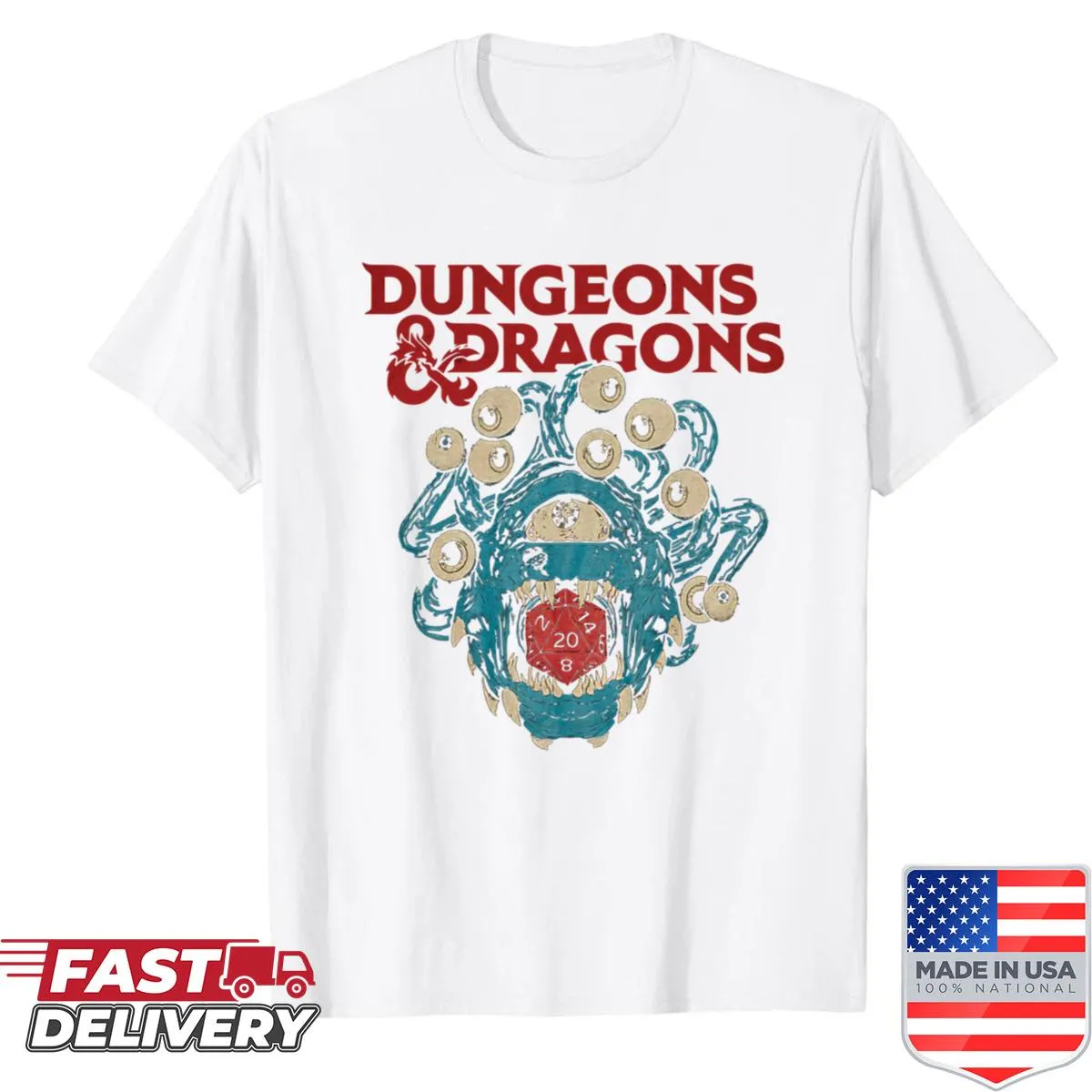 Retro Dungeons and Dragons themed shirt with nostalgic gaming graphics