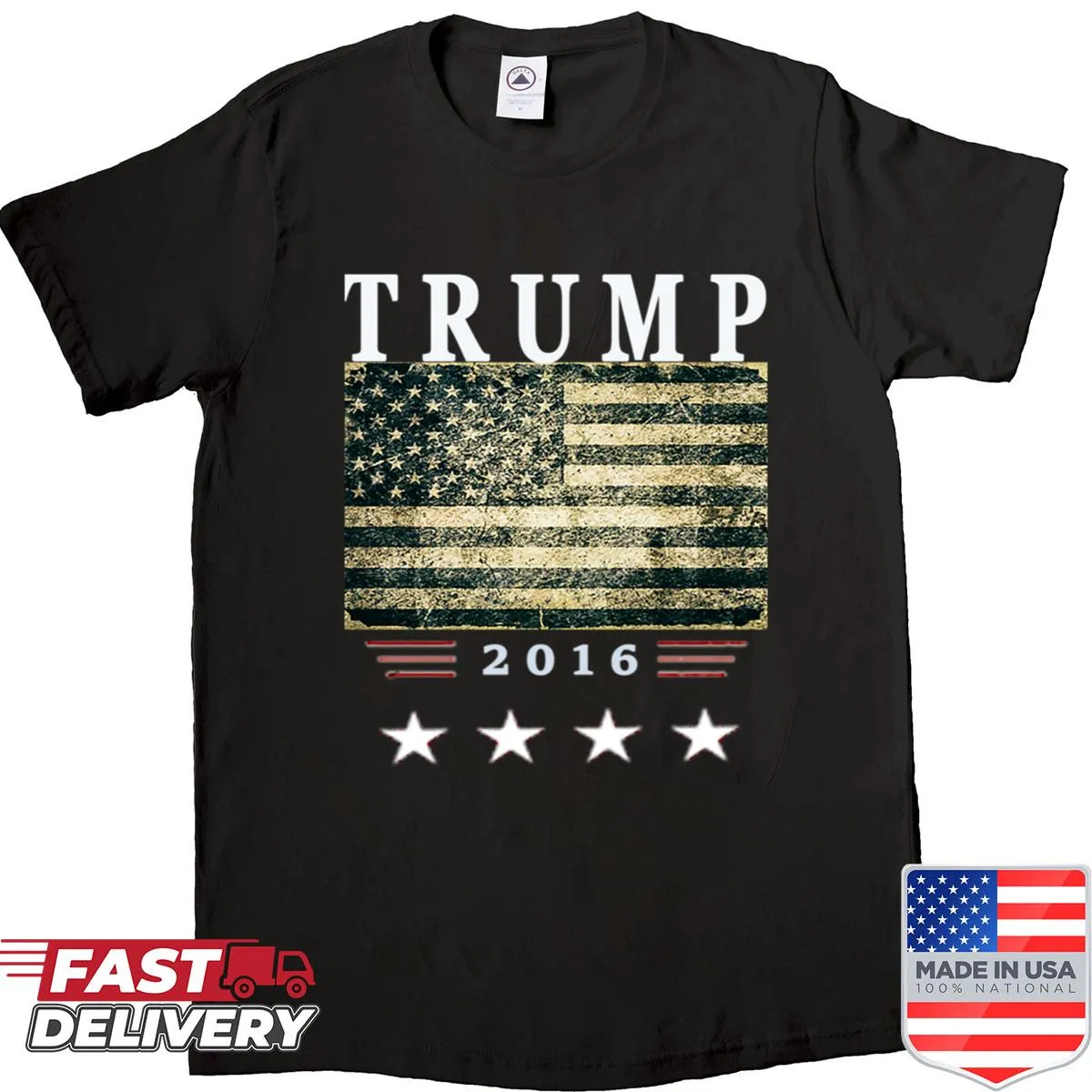 Graphic of 'The Original 2016 President Trump Flag Design' on a T-shirt