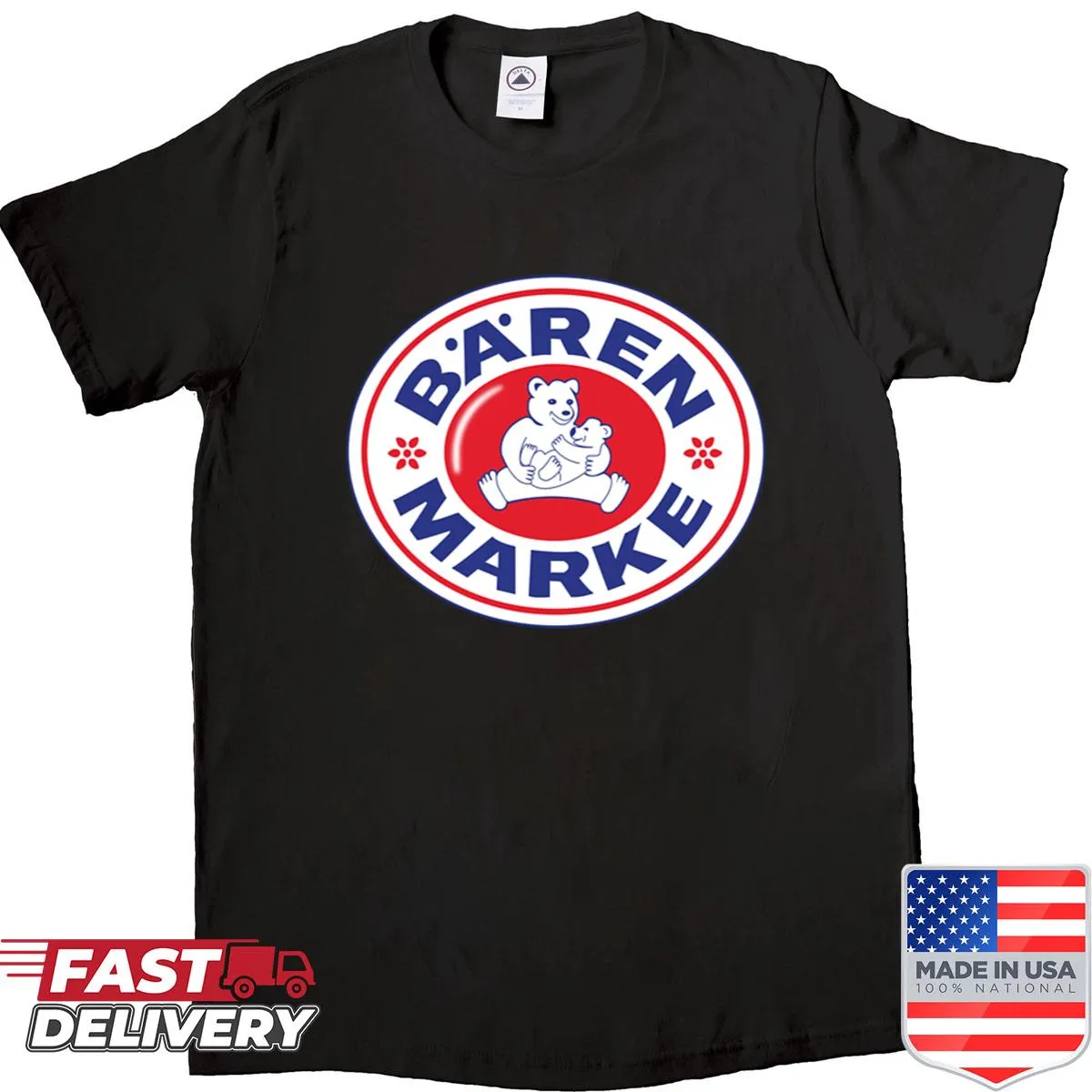 Vintage-style T-shirt featuring the Retro Baerenmarke logo