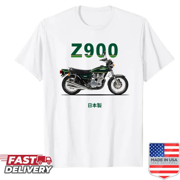 Illustrated Z900 motorcycle graphic on a shirt