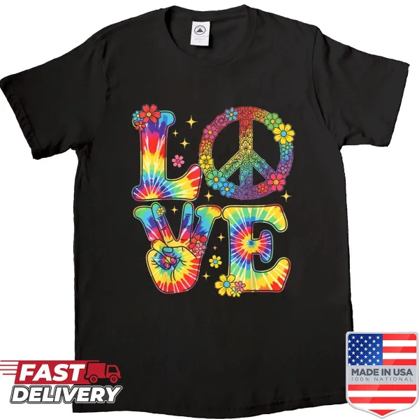 Retro hippie shirt featuring a peace sign graphic