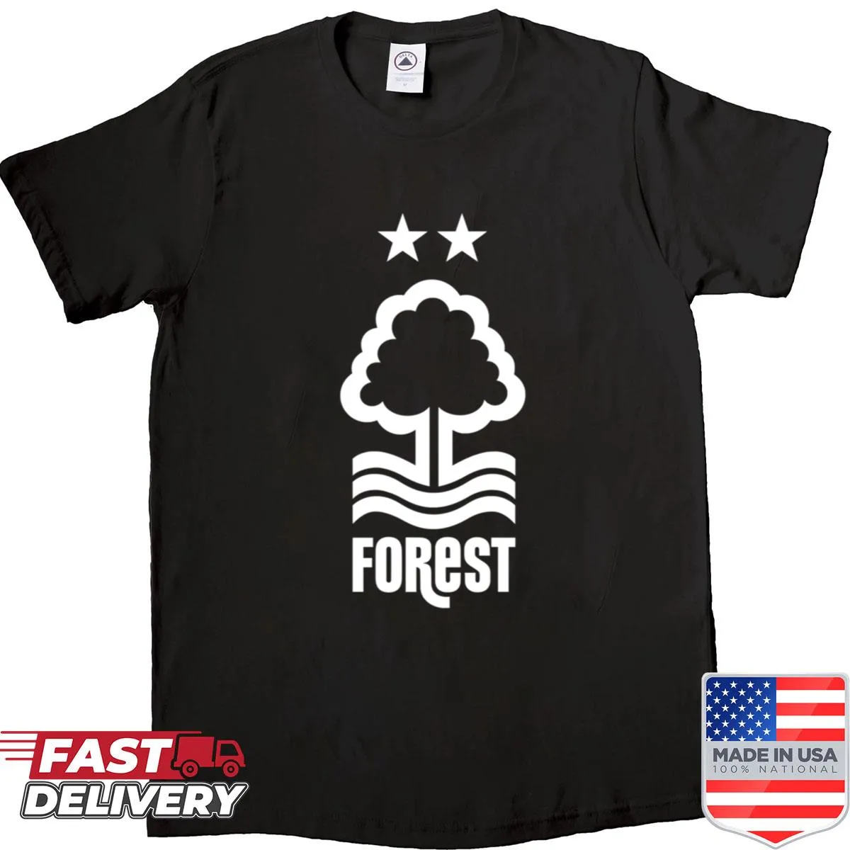 Minimalist shirt featuring two prominent white stars
