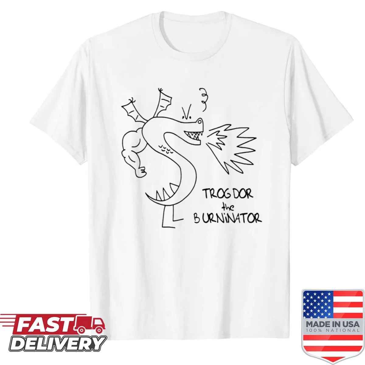 Shirt featuring Trogdor the Burninator from internet culture