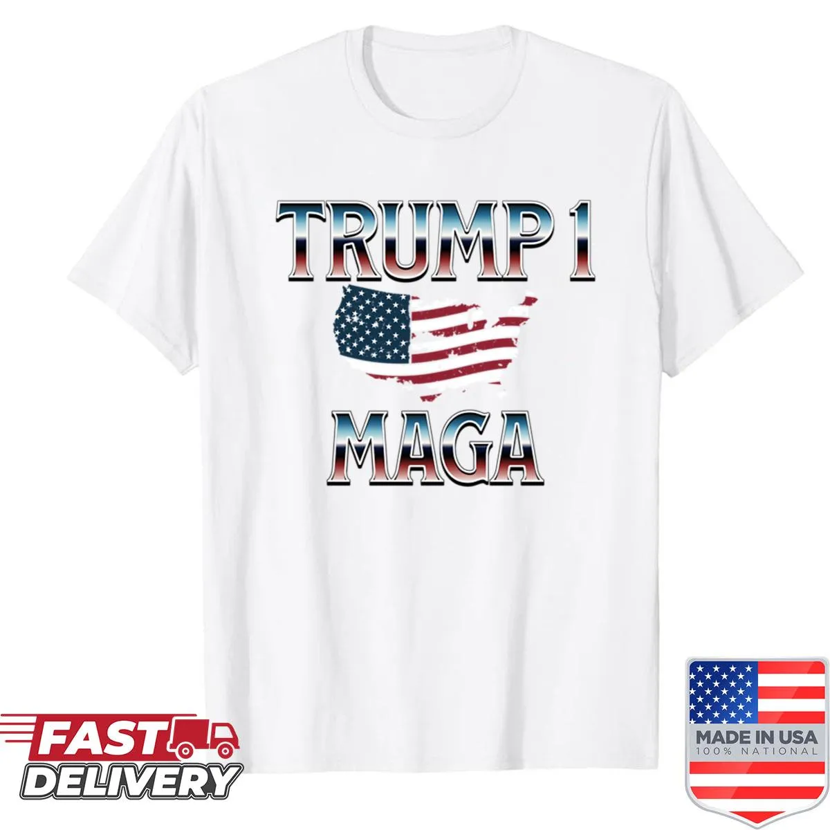 Oversized shirt with MAGA 2024 graphic design.