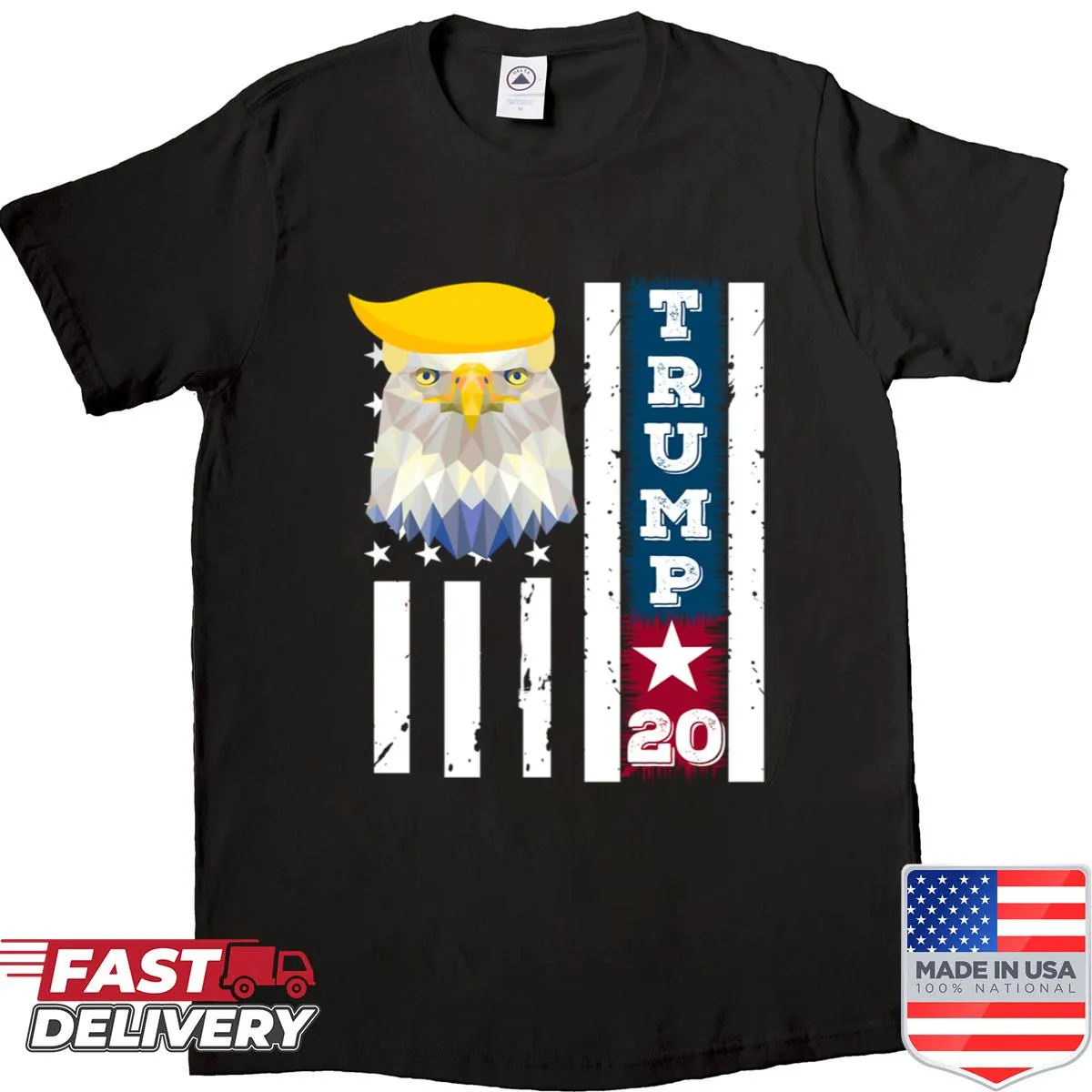 Vintage-style T-shirt with eagle and American flag graphic