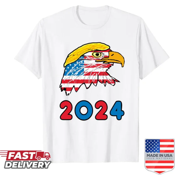 Eagle graphic on a Trump 2024 shirt symbolizing patriotism