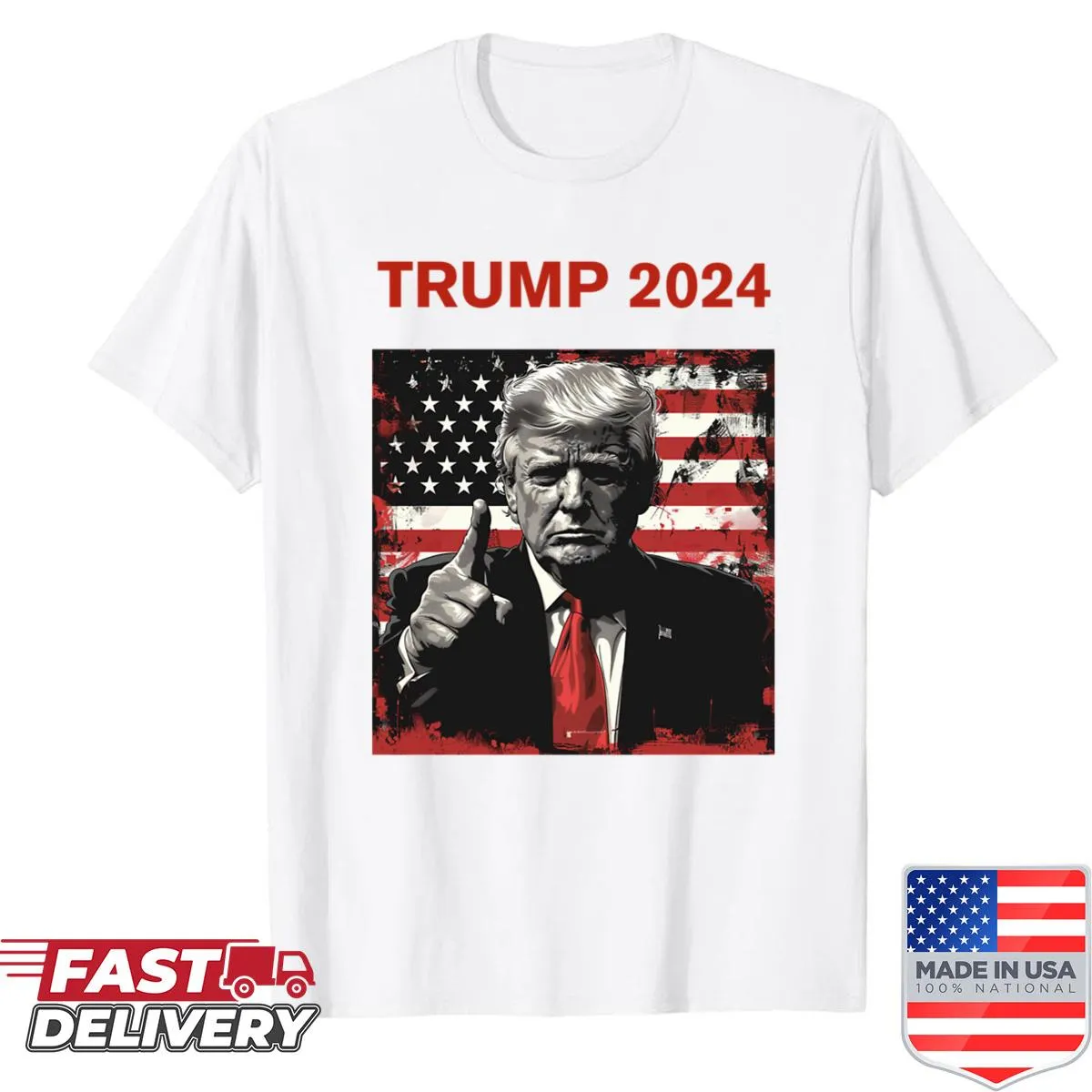 'Keep America Great' slogan on a Trump 2024 shirt