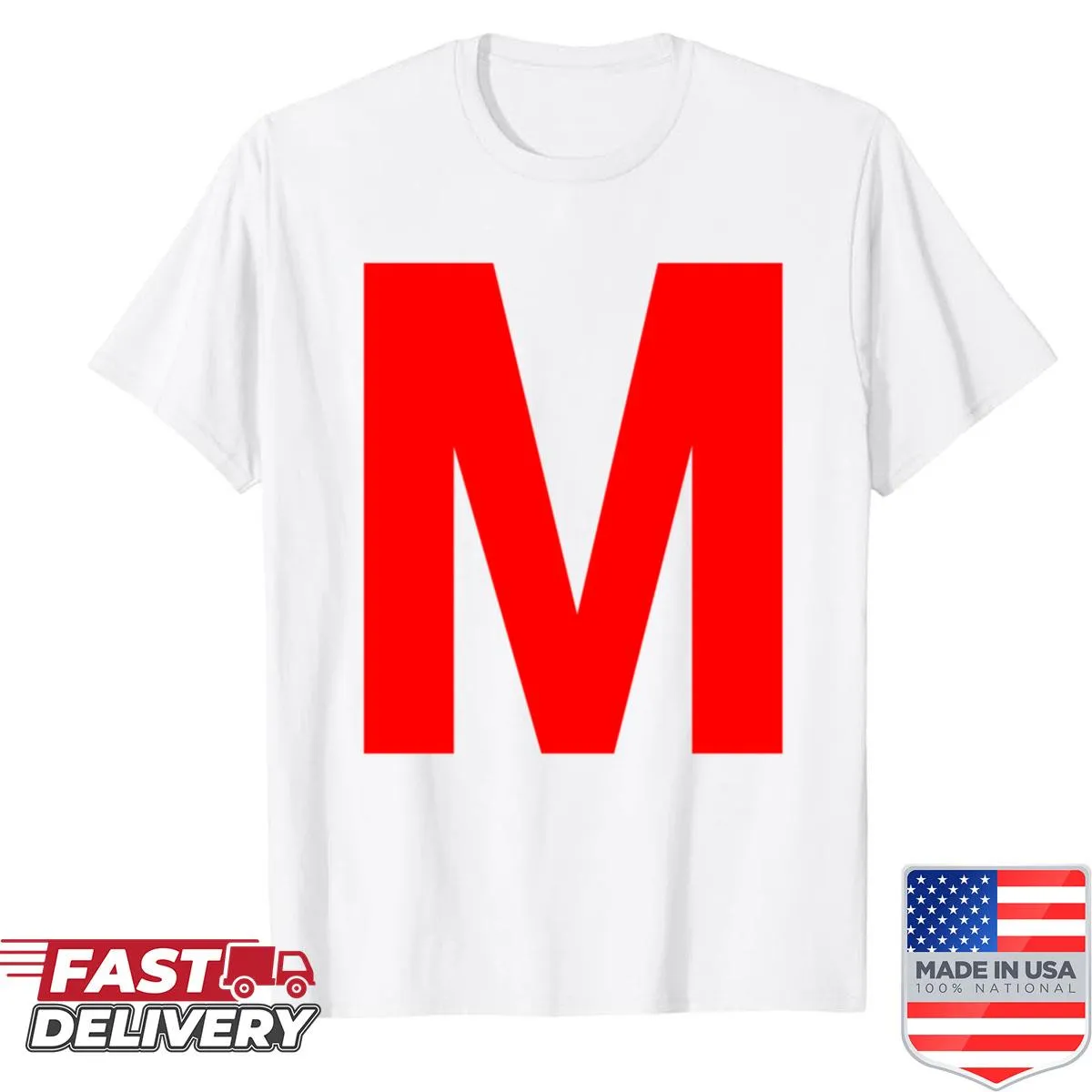Bold letter shirt spelling T R U M P for political support
