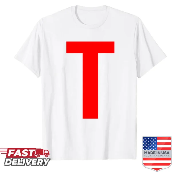 T-shirt with large letters spelling T R U M P for Trump 2024